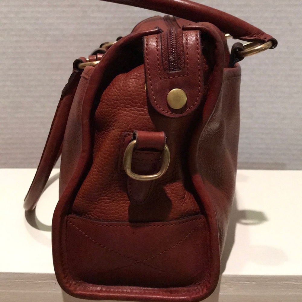 LC Liz Claiborne Brown Cowhide Leather Satchel - Picture 5 of 15